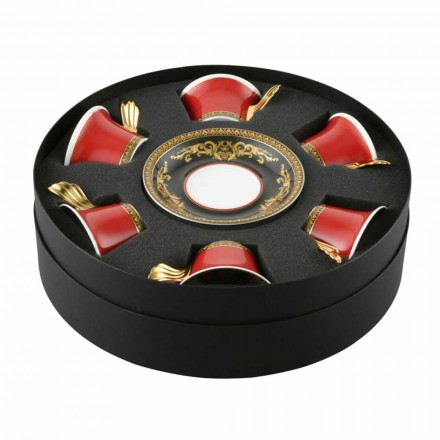 Rosenthal Versace Medusa Rosso set tazze da tè 6 pezzi in porcellana Viadurini
