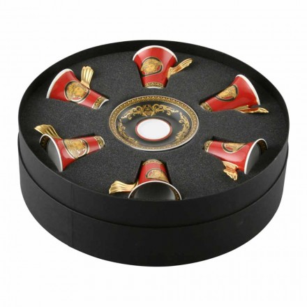 Rosenthal Versace Medusa Rosso set tazzine espresso in porcellana 6 pz Viadurini
