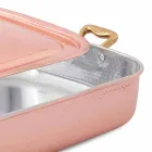 Rostiera e Coperchio Rettangolare in Rame Stagnato a Mano 40x30 cm - Mariateresa Viadurini