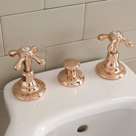 Rubinetteria Bidet 3 Fori, Erogazione Interna, in Ottone Vintage – Klarisa Viadurini