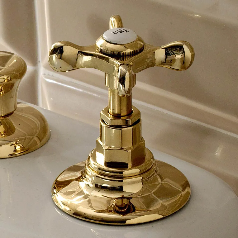 Rubinetteria Bidet a 3 Fori Erogazione Interna in Ottone Fatto a Mano - Fioretta Viadurini