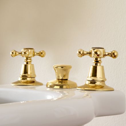 Rubinetteria Bidet a 3 Fori in Ottone Made in Italy, Stile Vintage – Ursula Viadurini