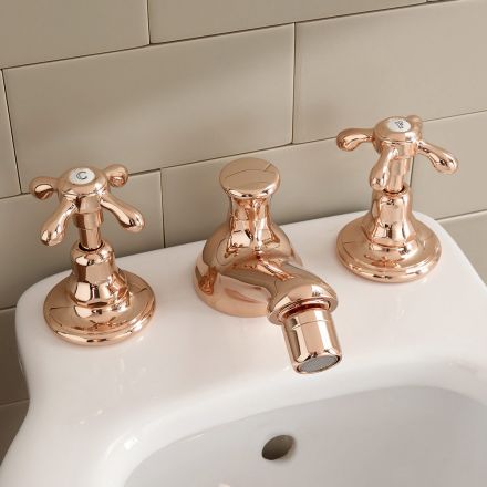 Rubinetteria Bidet di Design Vintage in Ottone a 3 Fori Made in Italy – Klarisa Viadurini