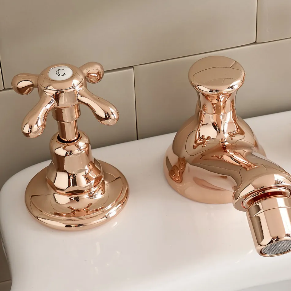 Rubinetteria Bidet di Design Vintage in Ottone a 3 Fori Made in Italy – Klarisa Viadurini