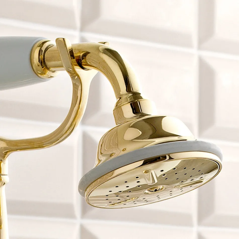 Rubinetteria Bordovasca in Ottone con Doccetta Stile Classico Lusso - Fioretta Viadurini