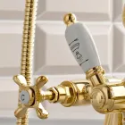 Rubinetteria Bordovasca in Ottone con Doccetta Stile Classico Lusso - Fioretta Viadurini