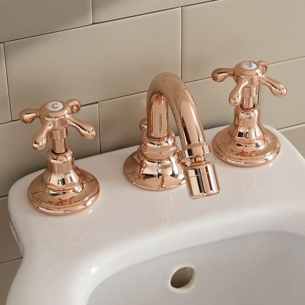 Rubinetteria per Bidet a 3 Fori Stile Vintage in Ottone Made in Italy – Klarisa Viadurini