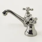 Rubinetto 3 Fori da Lavabo Bagno in Ottone con Scarico Stile Classico - Ercolina Viadurini