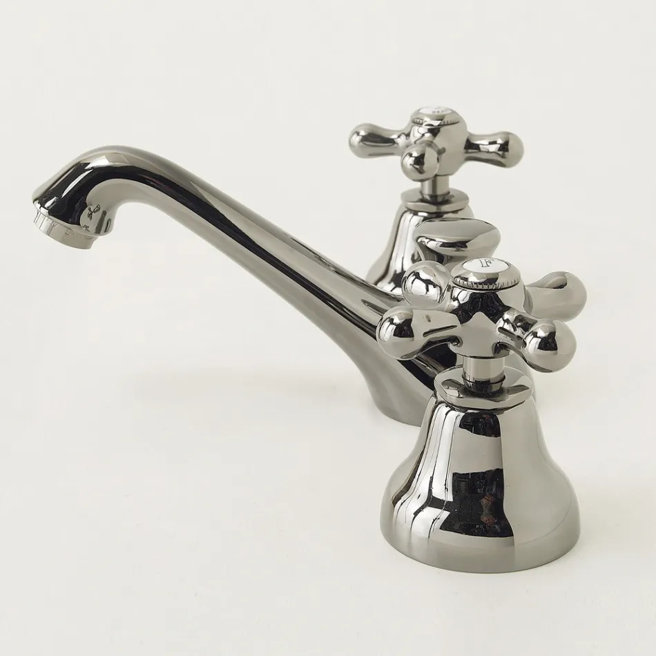 Rubinetto 3 Fori da Lavabo Bagno in Ottone con Scarico Stile Classico - Ercolina Viadurini