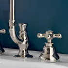 Rubinetto Lavabo Bagno 3 Fori in Ottone Bocca Alta con Scarico - Ercolina Viadurini