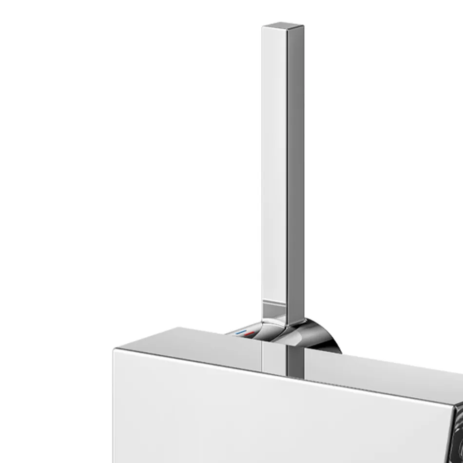 Rubinetto Miscelatore Monocomando Bidet con Scarico Design Squadrato - Erik Viadurini