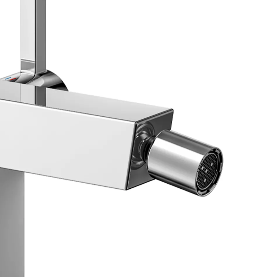 Rubinetto Miscelatore Monocomando Bidet con Scarico Design Squadrato - Erik Viadurini