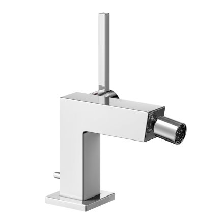 Rubinetto Miscelatore Monocomando Bidet con Scarico Design Squadrato - Erik Viadurini