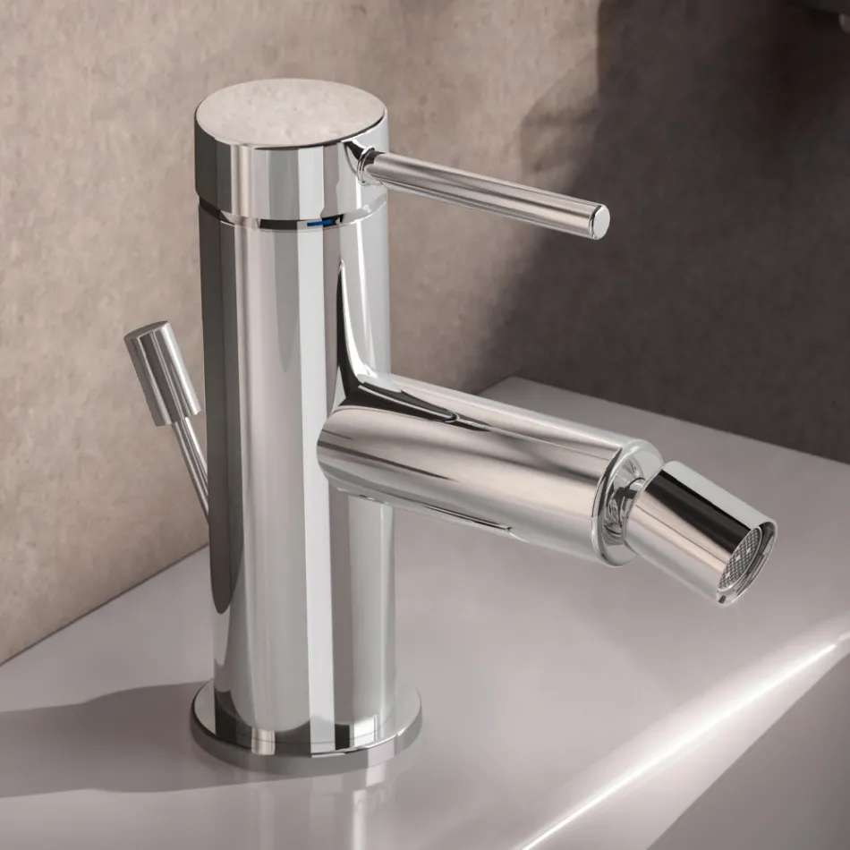 Rubinetto Miscelatore Monocomando Bidet Ottone Design Rotondo - Antilio Viadurini