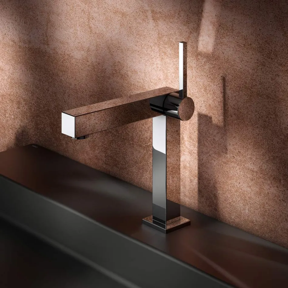 Rubinetto Miscelatore Monocomando per Lavabo Ottone Design Squadrato - Erik Viadurini