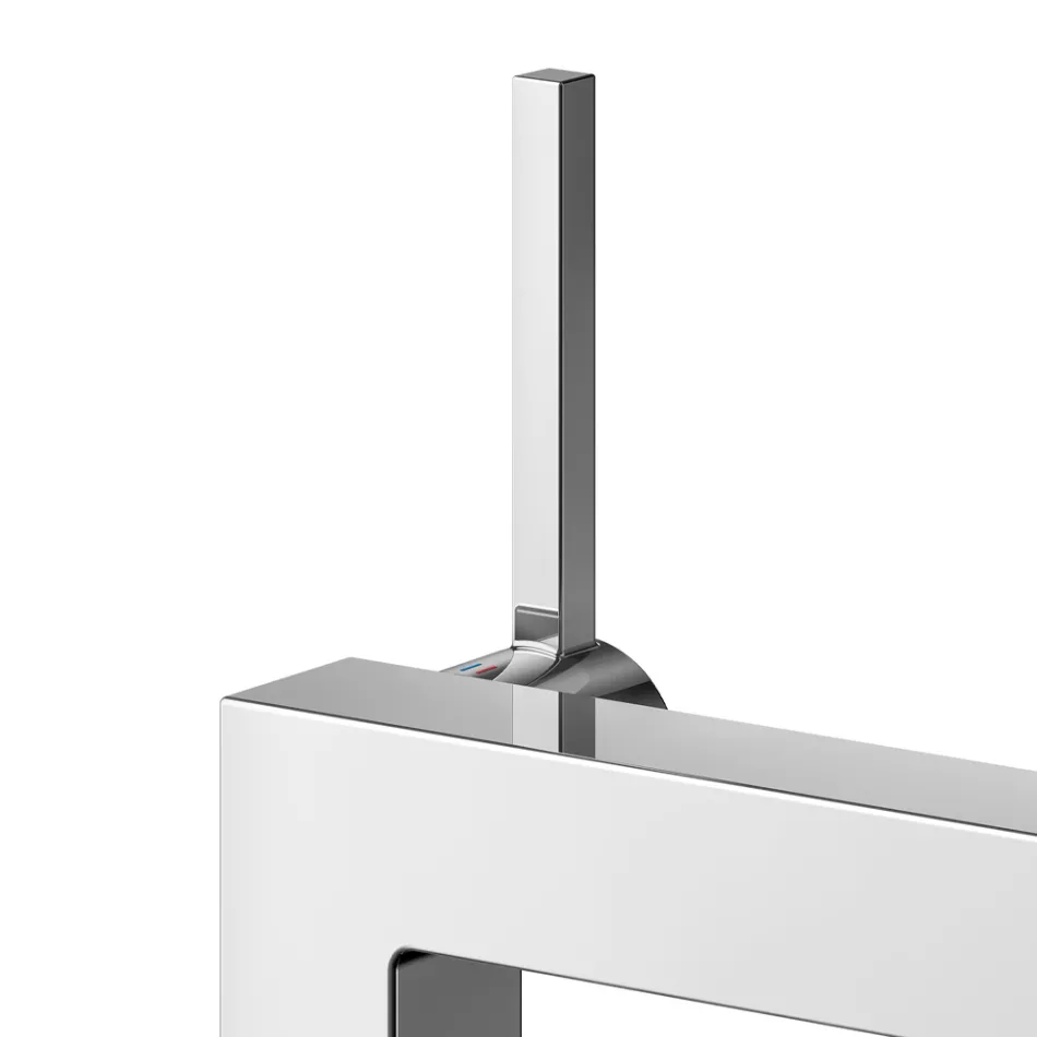 Rubinetto Miscelatore Monocomando per Lavabo Ottone Design Squadrato - Erik Viadurini