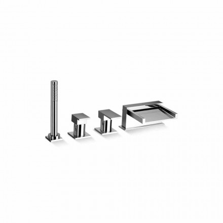 Rubinetto Miscelatore per Bordo Vasca a 4 Fori di Design Made in Italy - Bibo Viadurini
