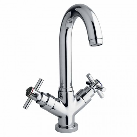 Rubinetto Monoforo Orientabile con Scarico in Ottone Cromo Made in Italy - Zumbo Viadurini