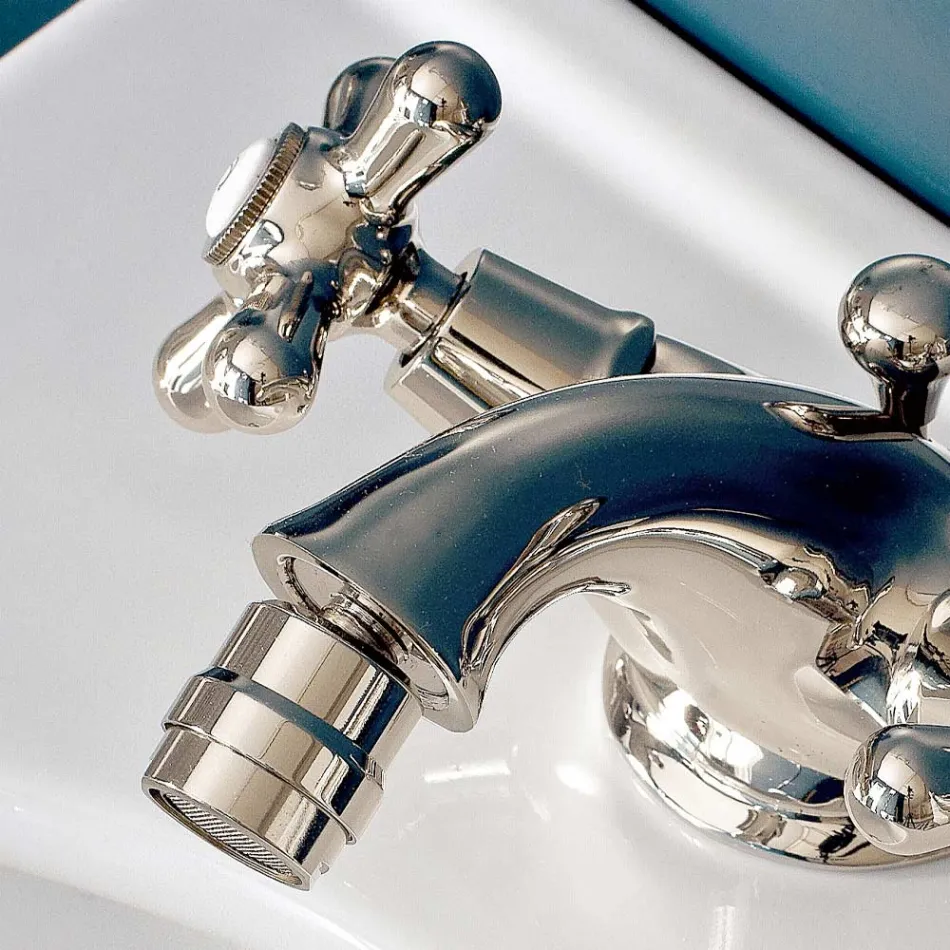 Rubinetto Monoforo per Bidet in Ottone con Scarico Stile Classico - Ercolina Viadurini