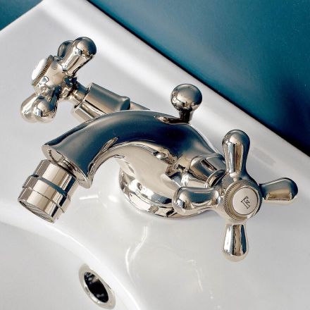 Rubinetto Monoforo per Bidet in Ottone con Scarico Stile Classico - Ercolina Viadurini