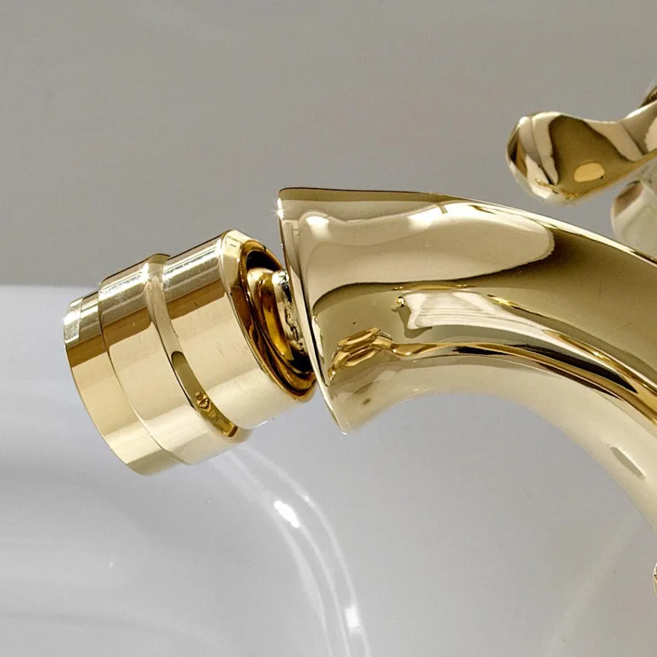 Rubinetto Monoforo per Bidet in Ottone Maniglie a Farfalla Classico - Fioretta Viadurini