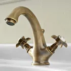 Rubinetto Monoforo per Lavabo Classico in Ottone e Maniglie a Farfalla - Miriano Viadurini