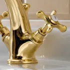 Rubinetto Monoforo per Lavabo in Ottone Maniglie a Farfalla Classico - Fioretta Viadurini