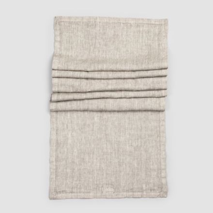Runner in Lino Beige con Bordo con Piega Lusso Artigianale Italiano - Limao   Viadurini