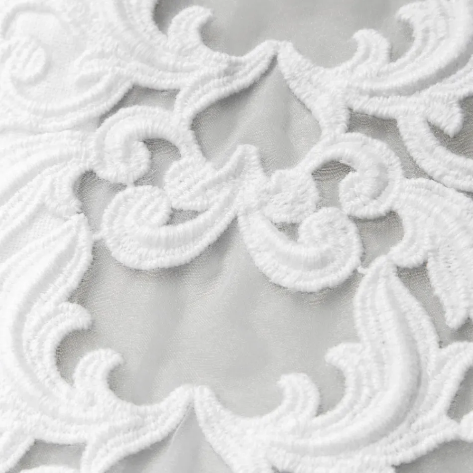 Runner in Lino con Pizzo Bianco da Tavolo Qualità di Lusso Italiana - Farnese Viadurini