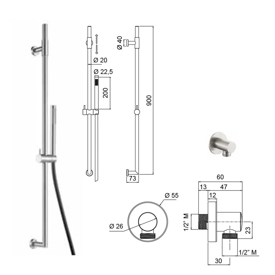 Saliscendi e Presa ad Acqua Minimal in Acciaio Inossidabile AISI 316L - Artigli Viadurini