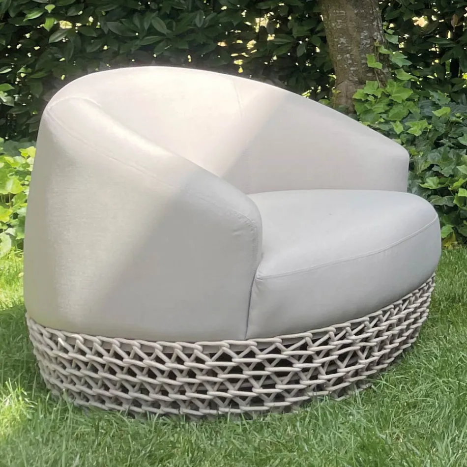 Salotto con Base in Stoffa Intrecciata per Esterni - Pixie Viadurini