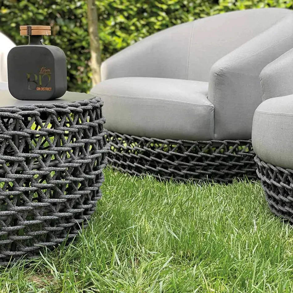 Salotto con Base in Stoffa Intrecciata per Esterni - Pixie Viadurini