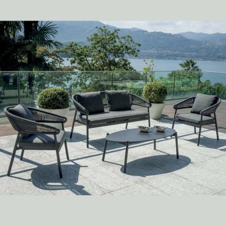 Salotto da Esterno con Cuscini e Braccioli Stondati - Zenith Viadurini