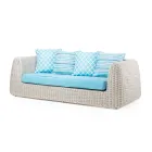 Salotto da Esterno in Polyrattan e Cuscini Azzurri - Charlie Viadurini