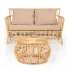 Salotto da Esterno in Rattan Naturale Completo di Cuscini – Bellaria Viadurini