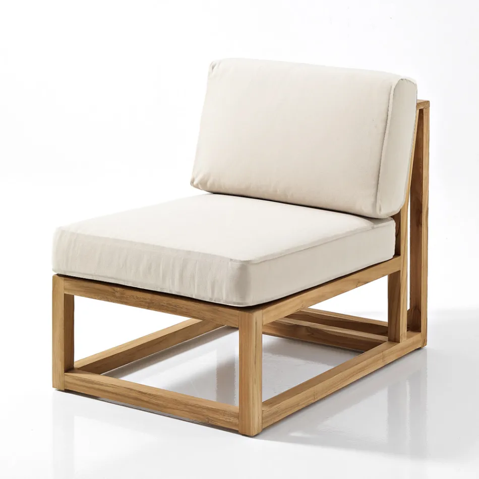 Salotto da Esterno in Teak Naturale e Cuscini - Circe Viadurini