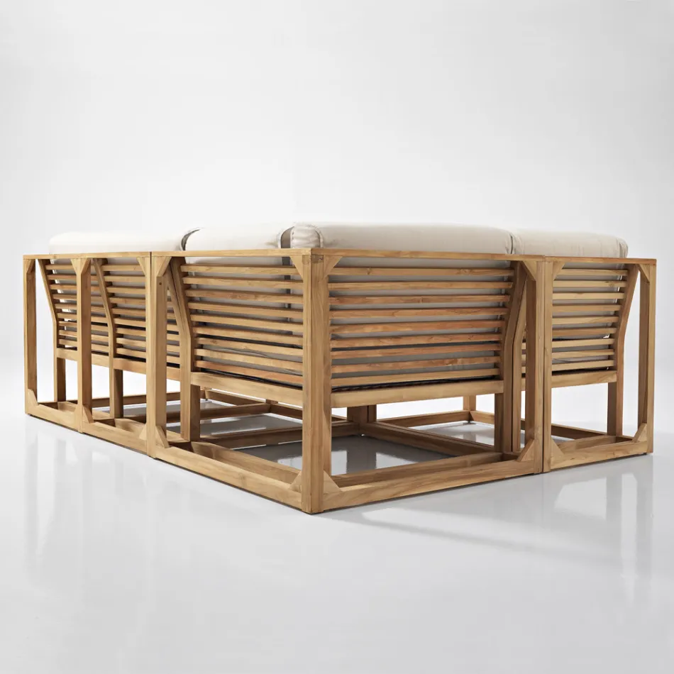 Salotto da Esterno in Teak Naturale e Cuscini - Circe Viadurini