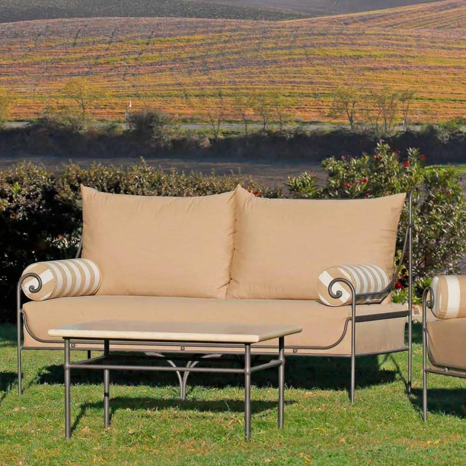 Salotto da Giardino Artigianale con Struttura in Ferro Made in Italy - Lisotto Viadurini