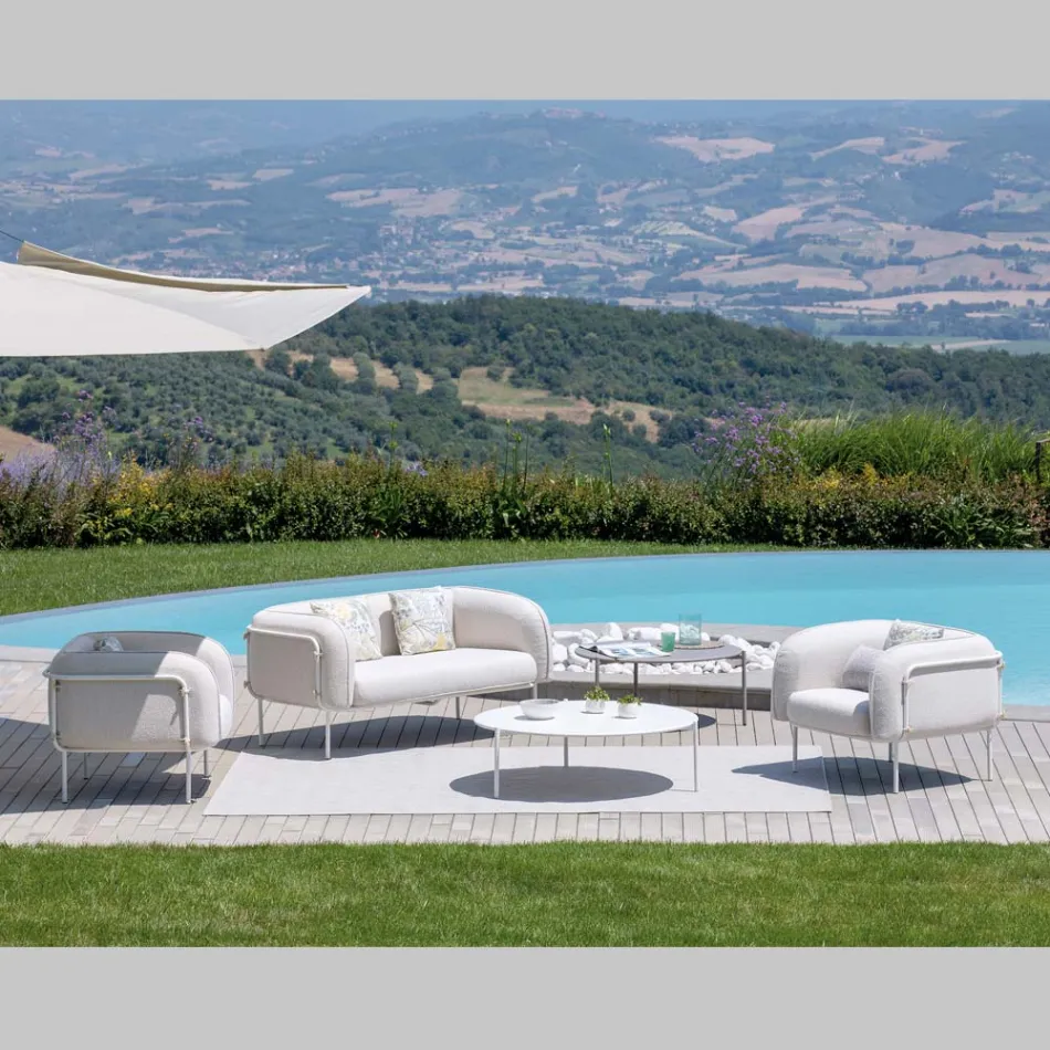 Salotto da Giardino con 1 Divano e 2 Poltrone Made in Italy - Fioriera Viadurini
