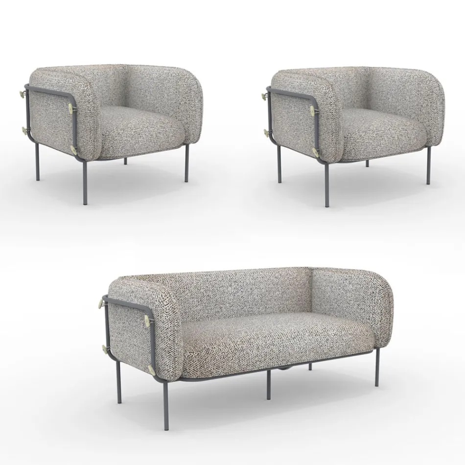 Salotto da Giardino con 1 Divano e 2 Poltrone Made in Italy - Fioriera Viadurini