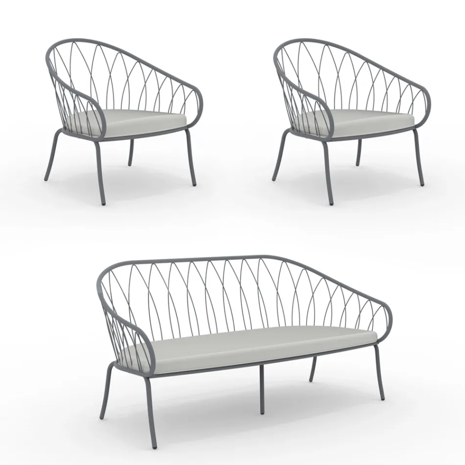 Salotto da Giardino con 2 Poltrone e 1 Divano 2 Posti Made in Italy - Fontana Viadurini