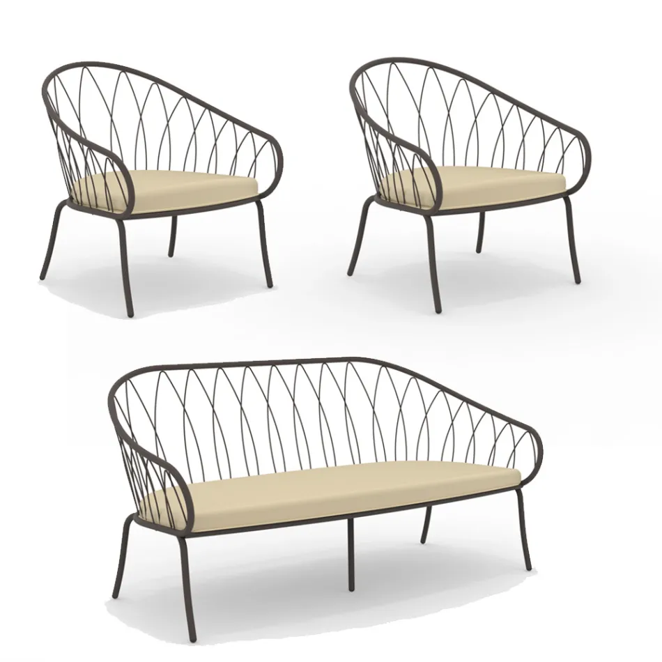 Salotto da Giardino con 2 Poltrone e 1 Divano 2 Posti Made in Italy - Fontana Viadurini