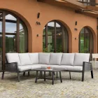 Salotto da Giardino con Divano e Tavolino Realizzati in Alluminio - Etichetta Viadurini