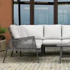 Salotto da Giardino con Divano e Tavolino Realizzati in Alluminio - Etichetta Viadurini