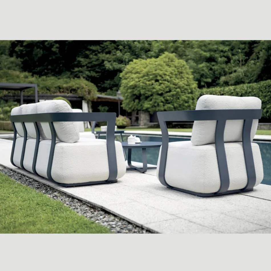 Salotto da Giardino in Alluminio e 2 Tavolini in Alluminio - Brisa Viadurini
