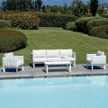 Salotto da Giardino in Alluminio e Imbottitura in Tessuto con Cuscini - Vetra
