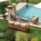 Salotto da Giardino in Legno di Acacia Oliata Colore Naturale - Tecnica Viadurini