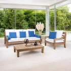 Salotto da Giardino in Legno Teak Naturale Spazzolato - Artes Viadurini