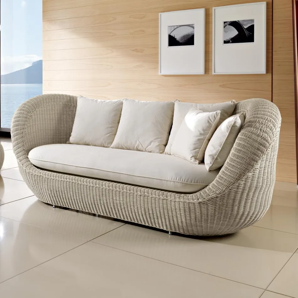 Salotto da Giardino in Polyrattan Intrecciato a Mano - Eder Viadurini