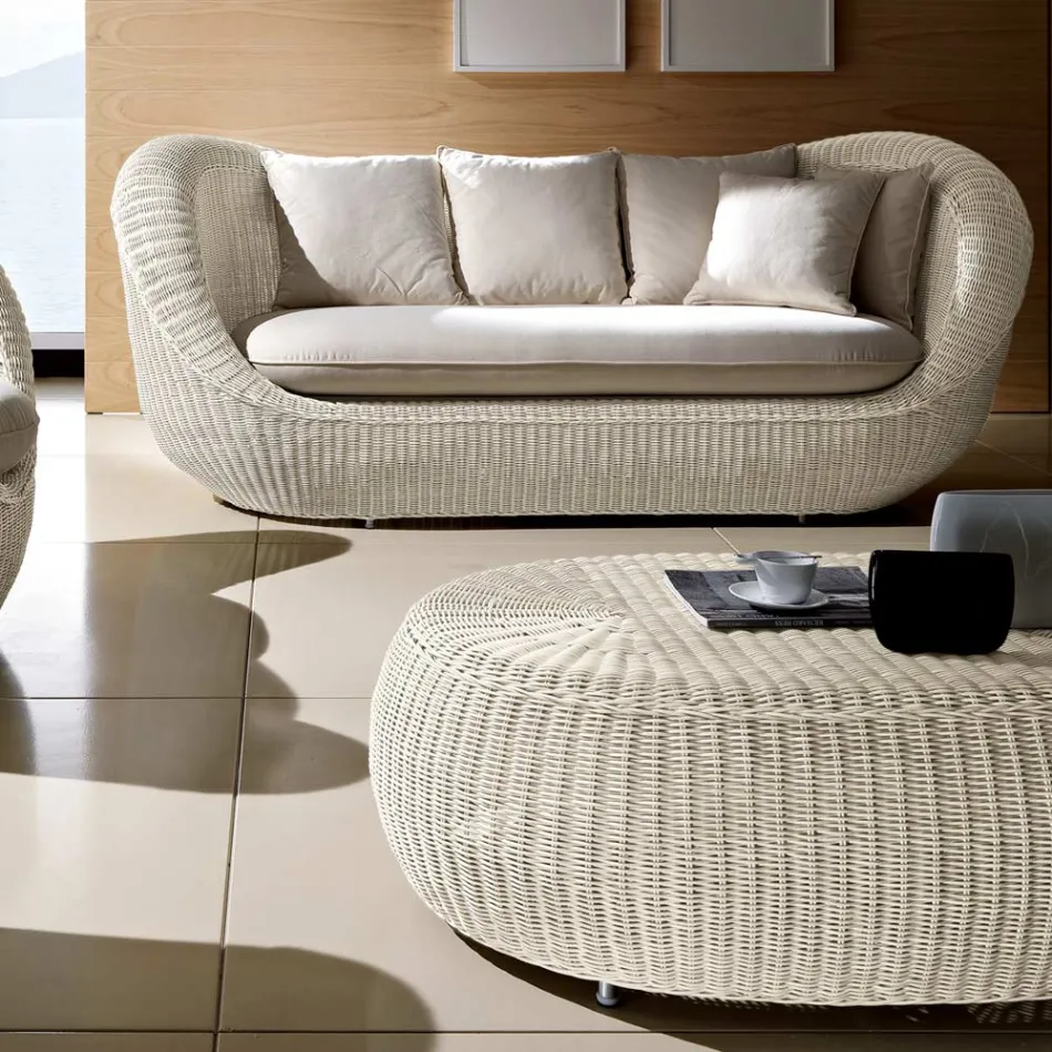 Salotto da Giardino in Polyrattan Intrecciato a Mano - Eder Viadurini